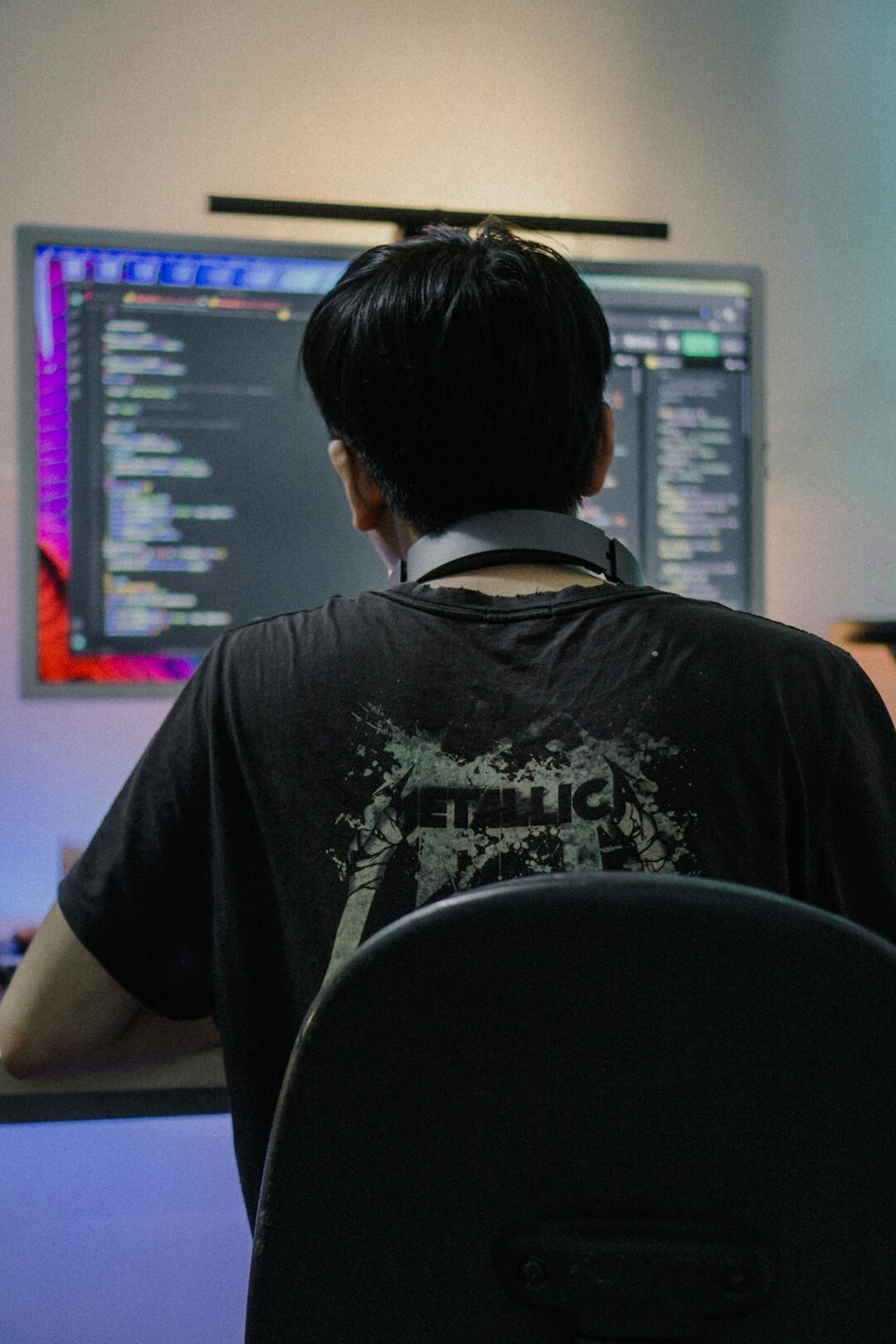 beginner coder at desk