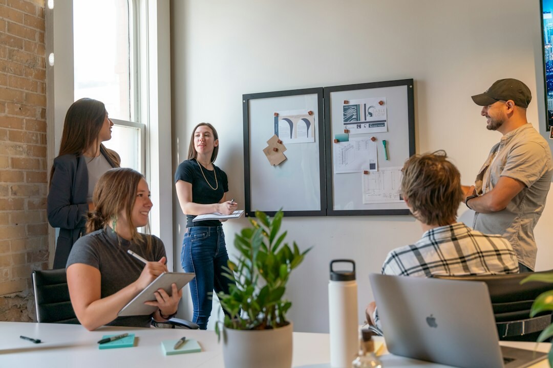 diverse team collaborating on project